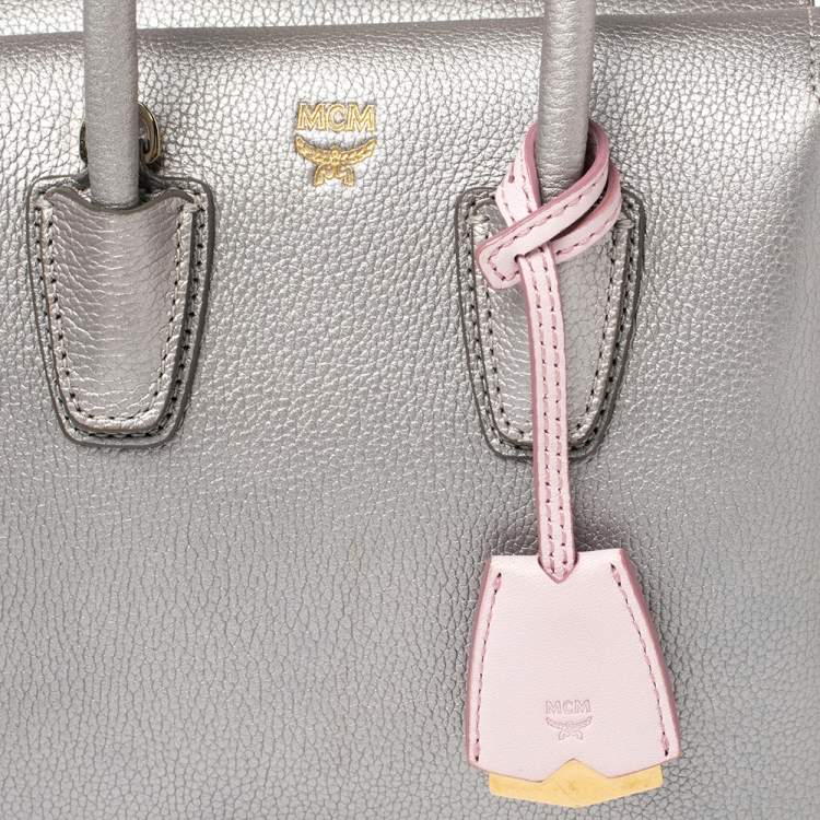 Pre Owned MCM Silver Leather Mini Milla Tote