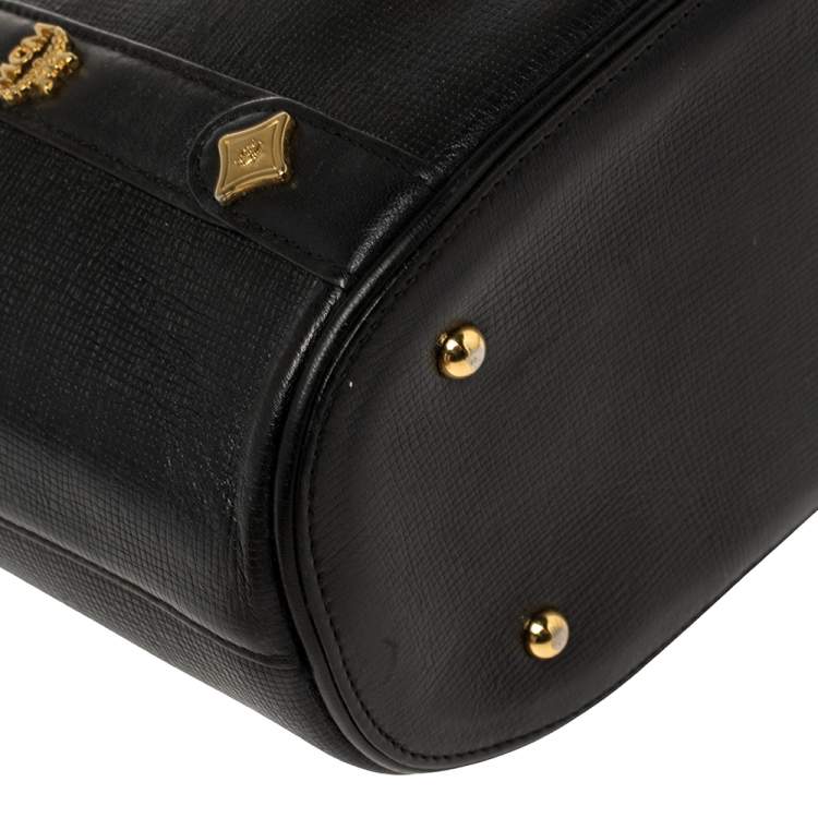 مملوكة مسبقًا MCM Black Textured Leather Small Tote