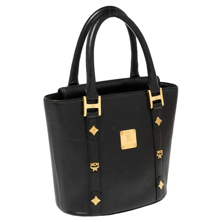 مملوكة مسبقًا MCM Black Textured Leather Small Tote