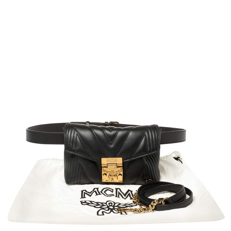 Pre Owned MCM Black Quilted Leather Patricia Belt Bag
