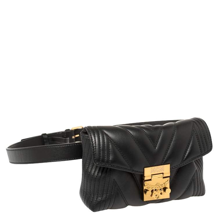Pre Owned MCM Black Quilted Leather Patricia Belt Bag