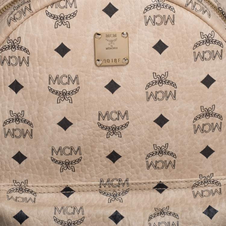 Mcm Light Beige Visetos Leather Studded Stark Backpack Mcm Tlc