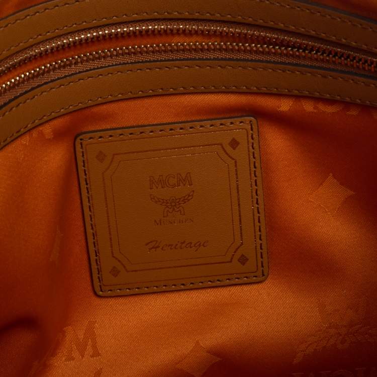 Pre Owned MCM Cognac Visetos Coated Canvas Pouch
