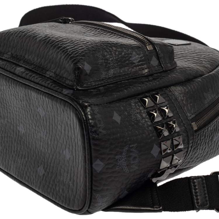 Pre Owned MCM Black Visetos Coated Canvas Mini Stark Backpack