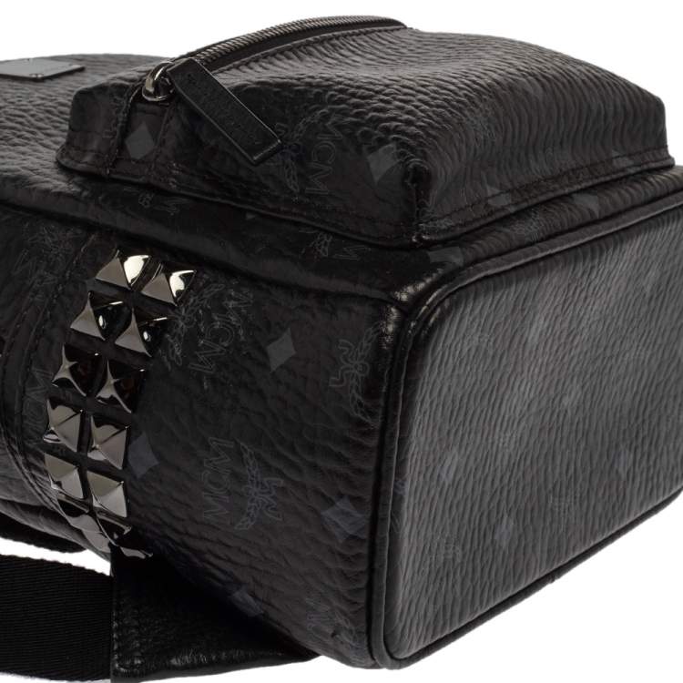 Pre Owned MCM Black Visetos Coated Canvas Mini Stark Backpack