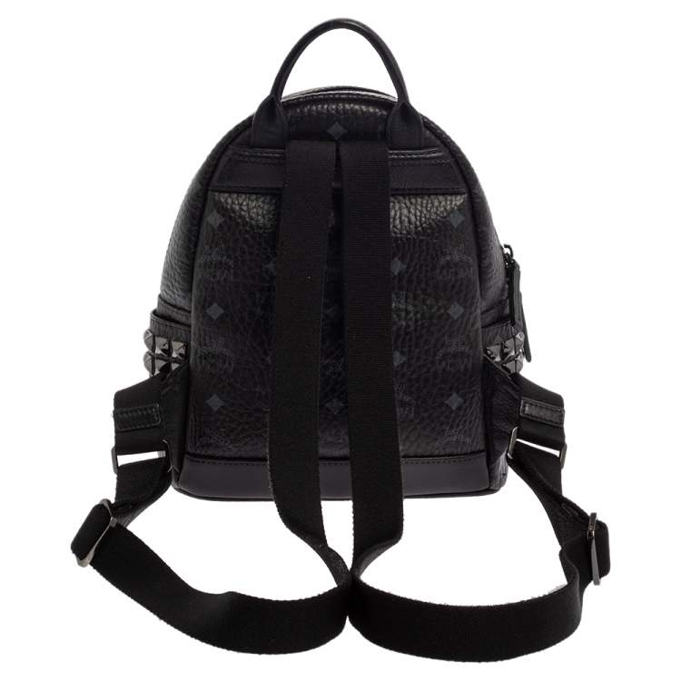 Pre Owned MCM Black Visetos Coated Canvas Mini Stark Backpack
