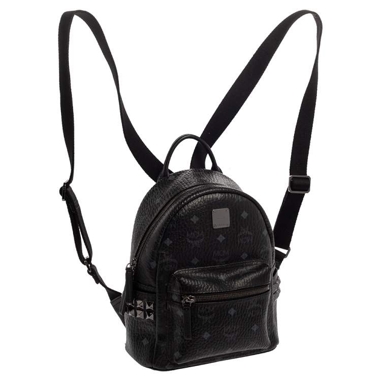 Pre Owned MCM Black Visetos Coated Canvas Mini Stark Backpack