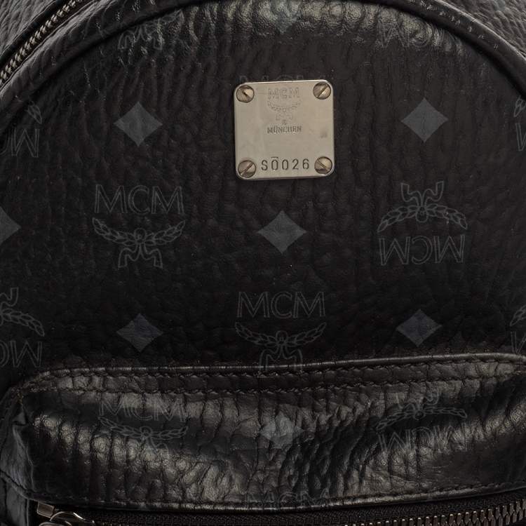 Pre Owned MCM Black Visetos Coated Canvas Mini Stark Backpack