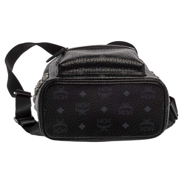 Pre Owned MCM Black Visetos Coated Canvas Mini Stark Backpack