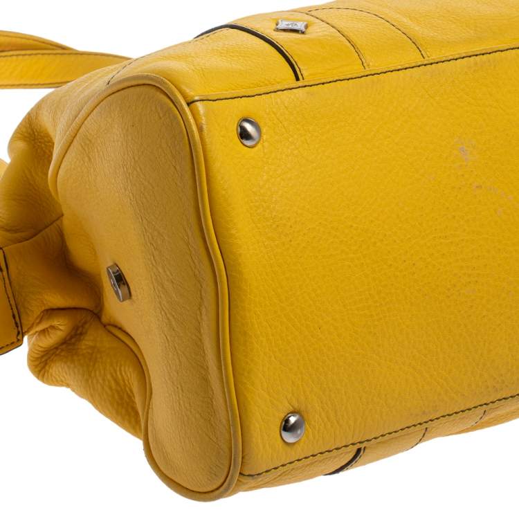 Pre Owned MCM Yellow Leather Tassel Satchel