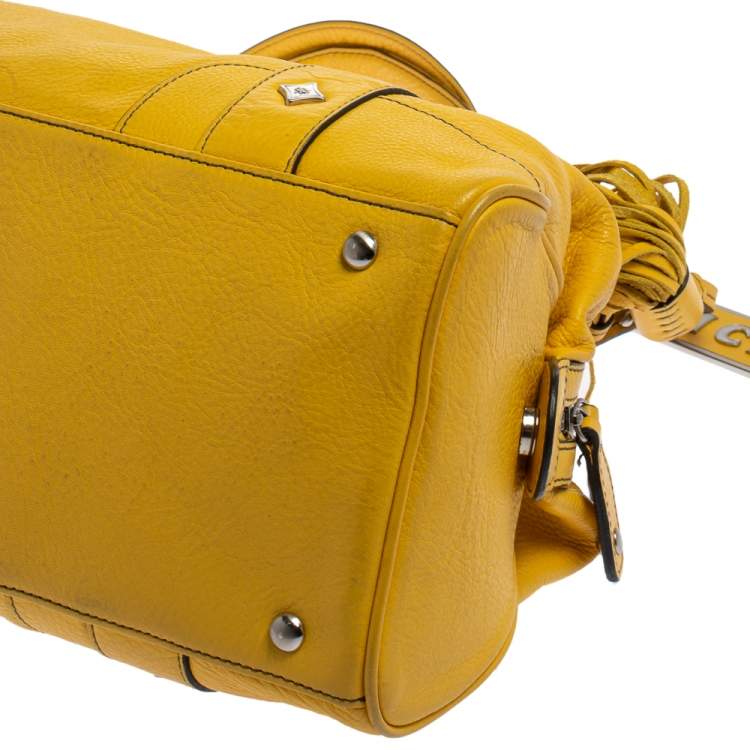 Pre Owned MCM Yellow Leather Tassel Satchel