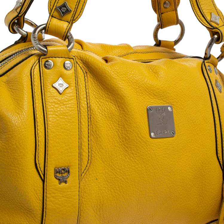 Pre Owned MCM Yellow Leather Tassel Satchel