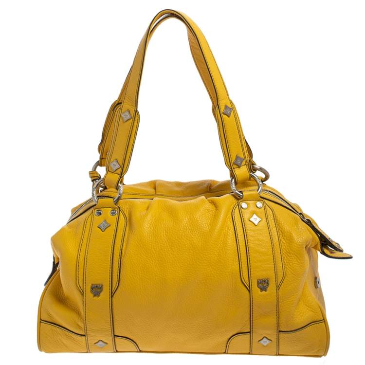 Pre Owned MCM Yellow Leather Tassel Satchel