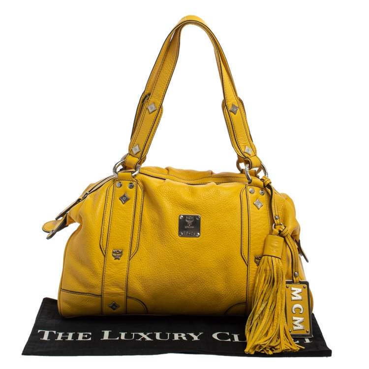 Pre Owned MCM Yellow Leather Tassel Satchel