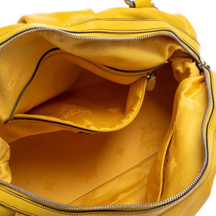 Pre Owned MCM Yellow Leather Tassel Satchel