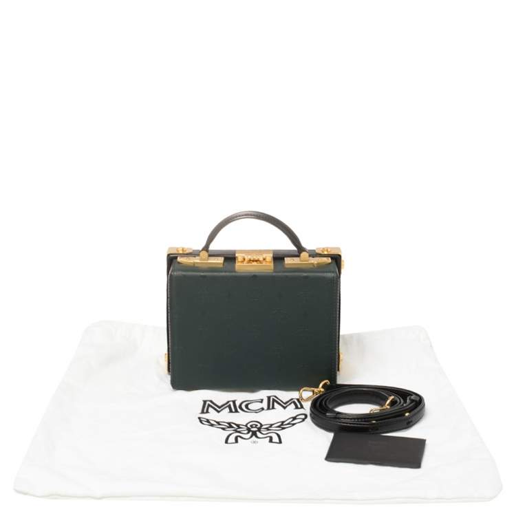 Pre Owned MCM Dark Green/Black Visetos Coated Canvas and Leather Berlin Series Box Bag