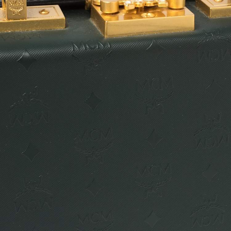 Pre Owned MCM Dark Green/Black Visetos Coated Canvas and Leather Berlin Series Box Bag