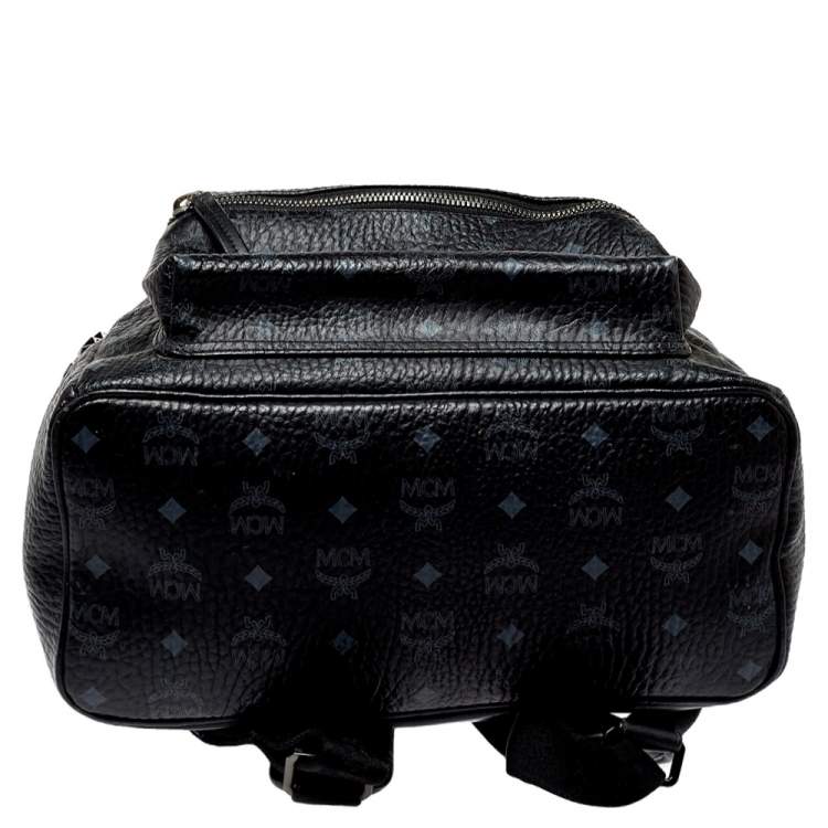 Pre Owned MCM Black Visetos Coated Canvas Medium Studs Stark Backpack