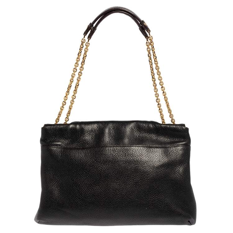 Pre Owned MCM Black Leather Studded Flap Shoulder Bag