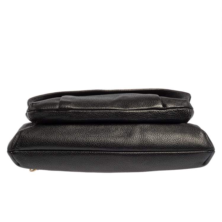Pre Owned MCM Black Leather Studded Flap Shoulder Bag