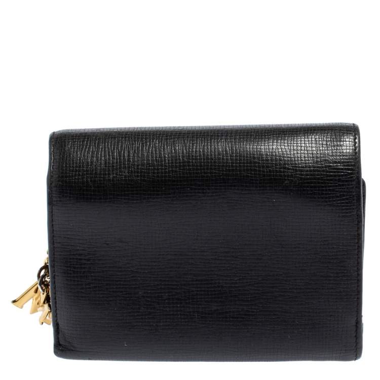 Pre Owned MCM Black Leather Studded Three Fold Wallet