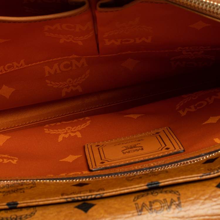Pre Owned MCM Cognac Visetos Coated Canvas Heritage Briefcase