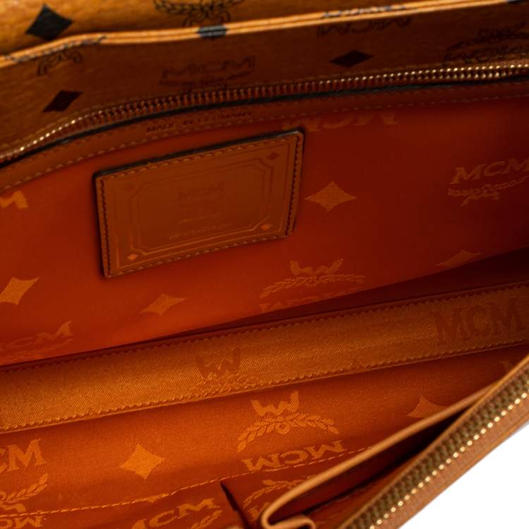 Pre Owned MCM Cognac Visetos Coated Canvas Heritage Briefcase