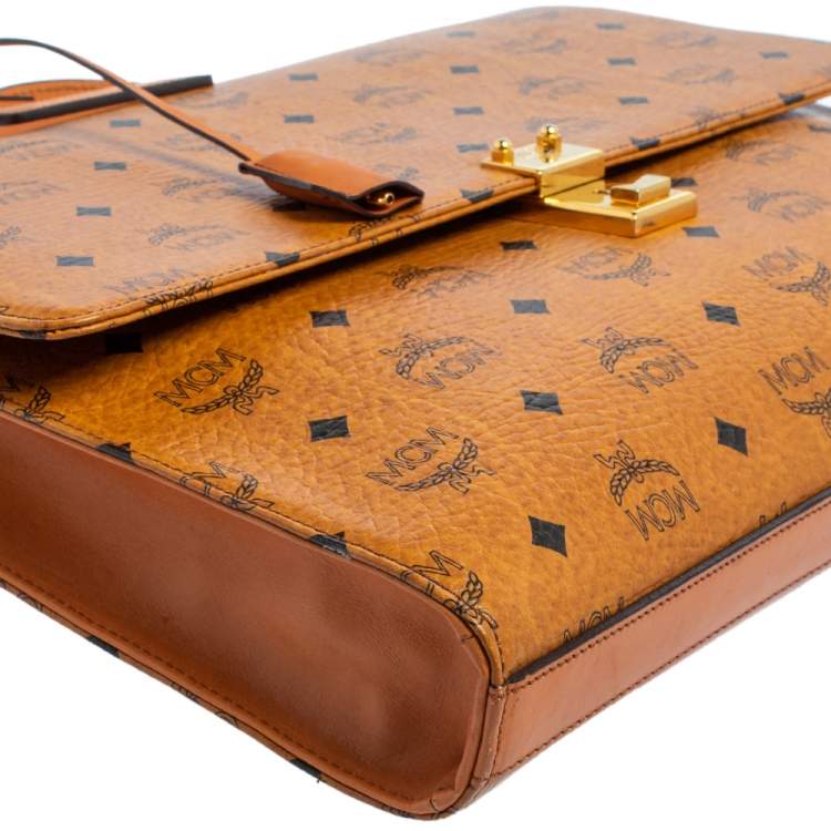 Pre Owned MCM Cognac Visetos Coated Canvas Heritage Briefcase