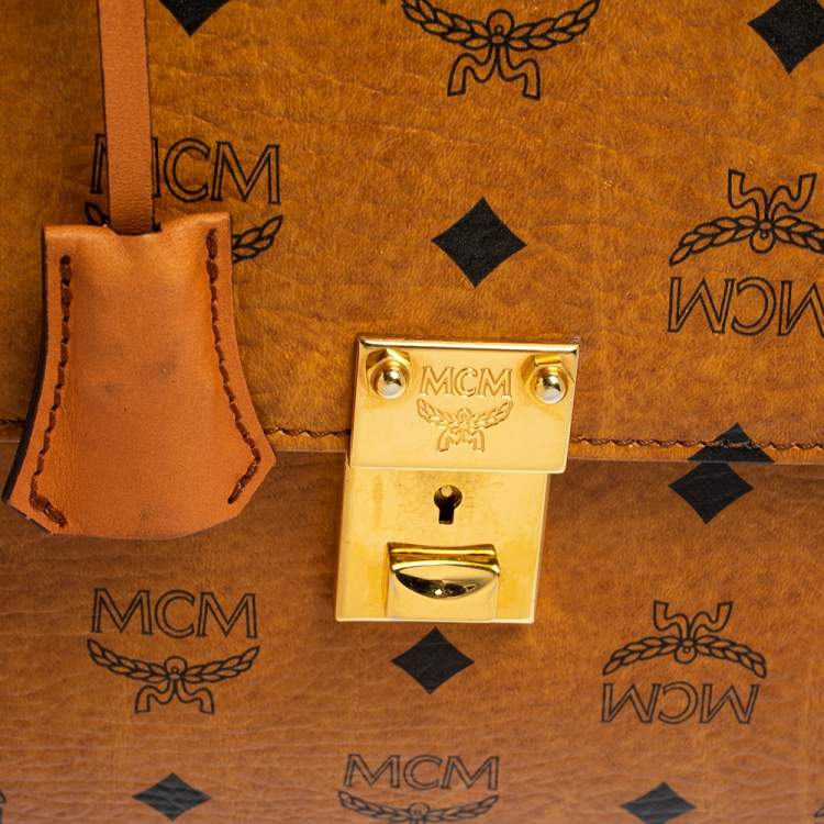 Pre Owned MCM Cognac Visetos Coated Canvas Heritage Briefcase