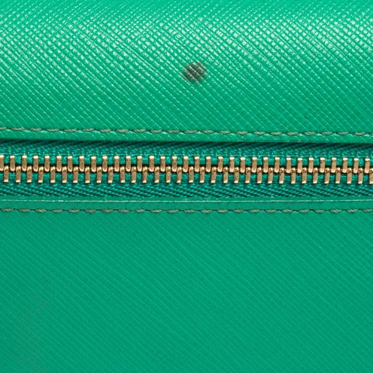 Pre Owned MCM Green Leather Milla Long Trifold Wallet
