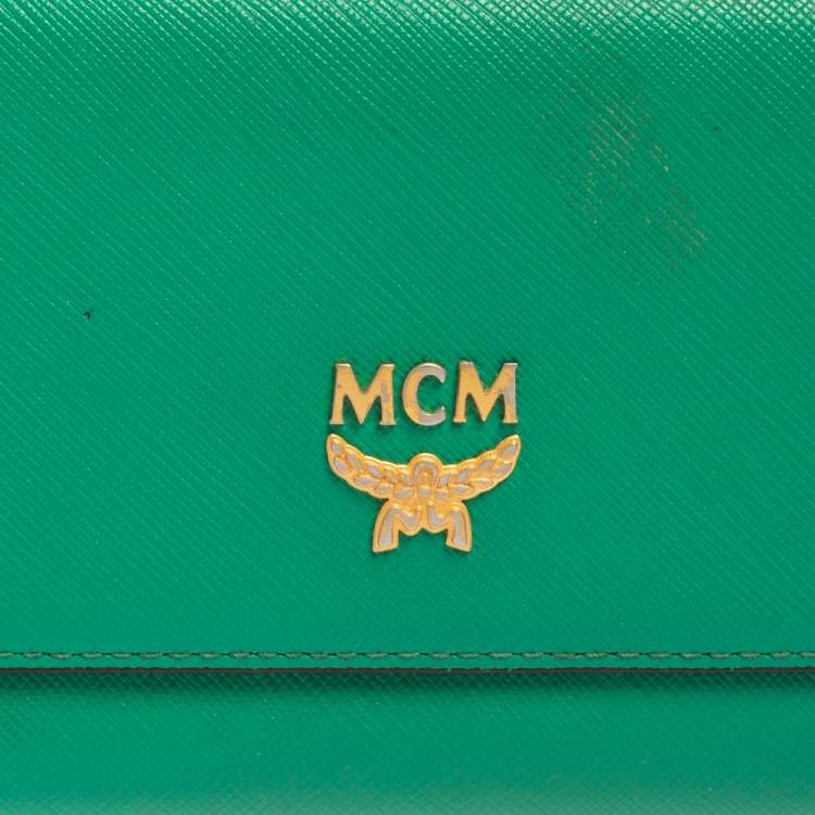 Pre Owned MCM Green Leather Milla Long Trifold Wallet