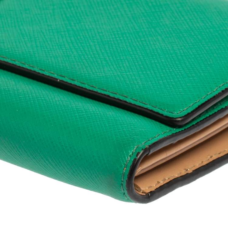 Pre Owned MCM Green Leather Milla Long Trifold Wallet