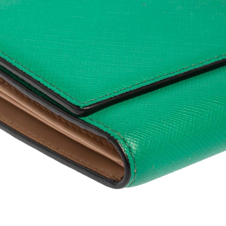Pre Owned MCM Green Leather Milla Long Trifold Wallet
