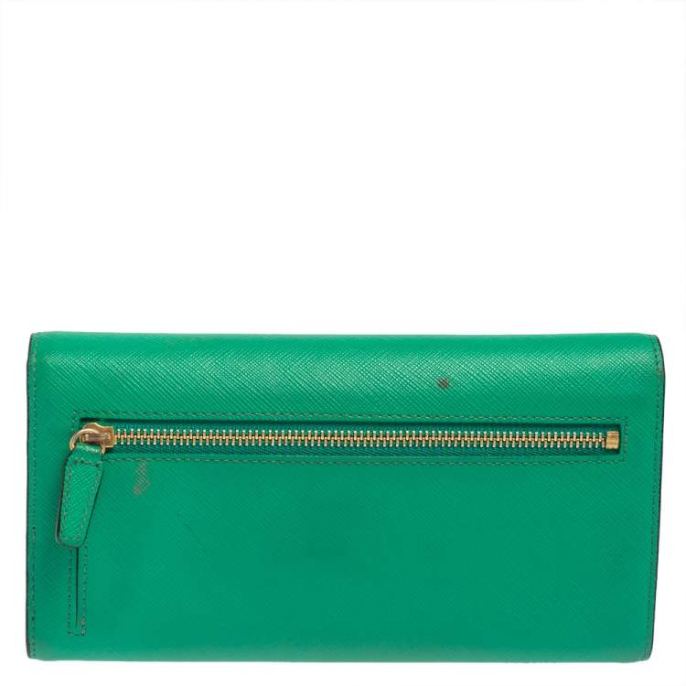 Pre Owned MCM Green Leather Milla Long Trifold Wallet