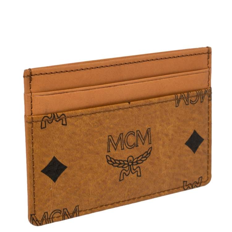 Pre Owned MCM Brown Leather Klassik Monogram Print Cardholder
