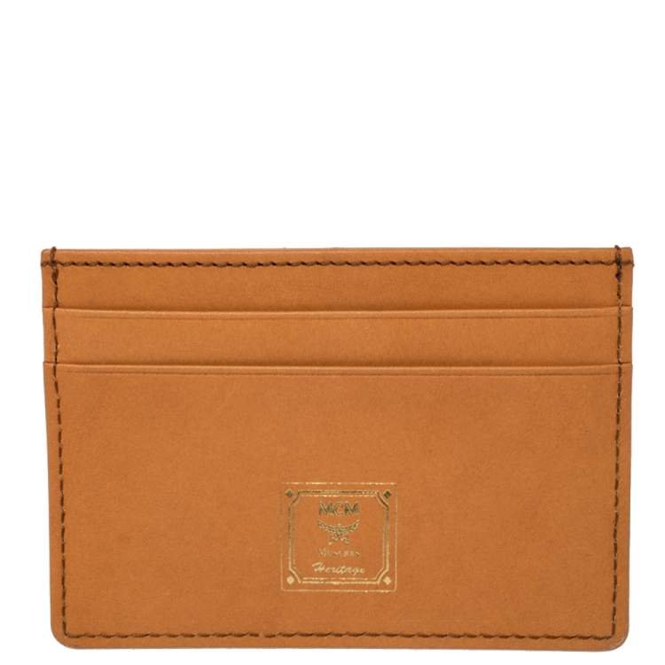 Pre Owned MCM Brown Leather Klassik Monogram Print Cardholder
