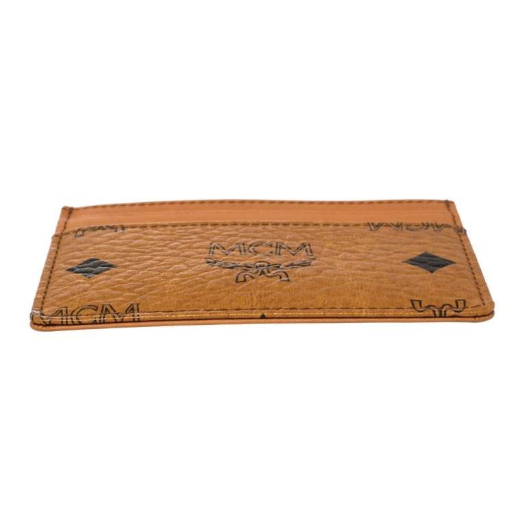 Pre Owned MCM Brown Leather Klassik Monogram Print Cardholder