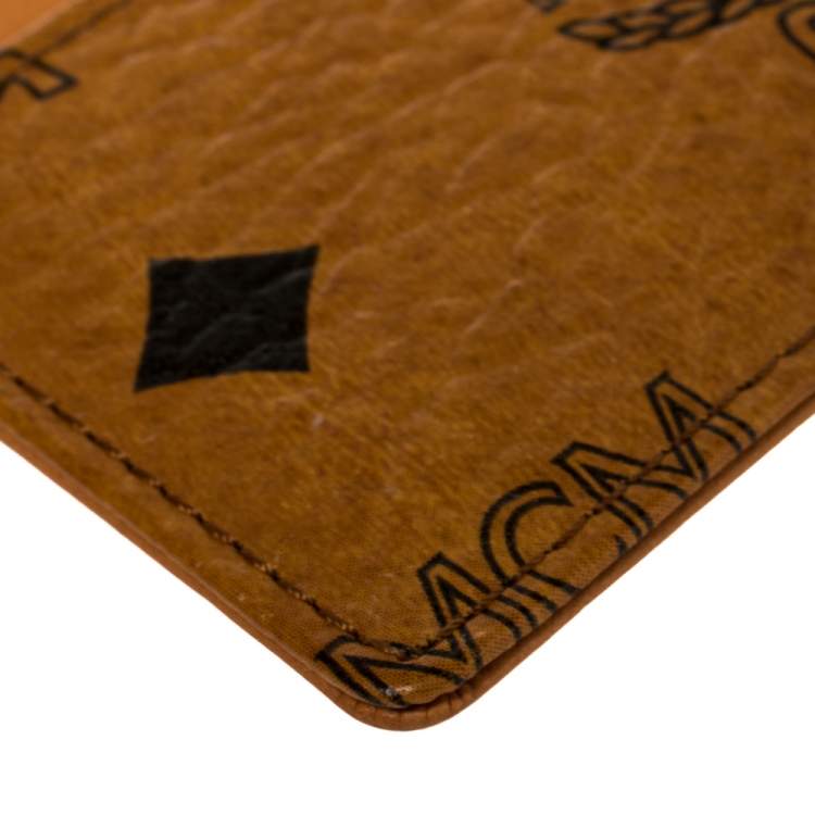 Pre Owned MCM Brown Leather Klassik Monogram Print Cardholder