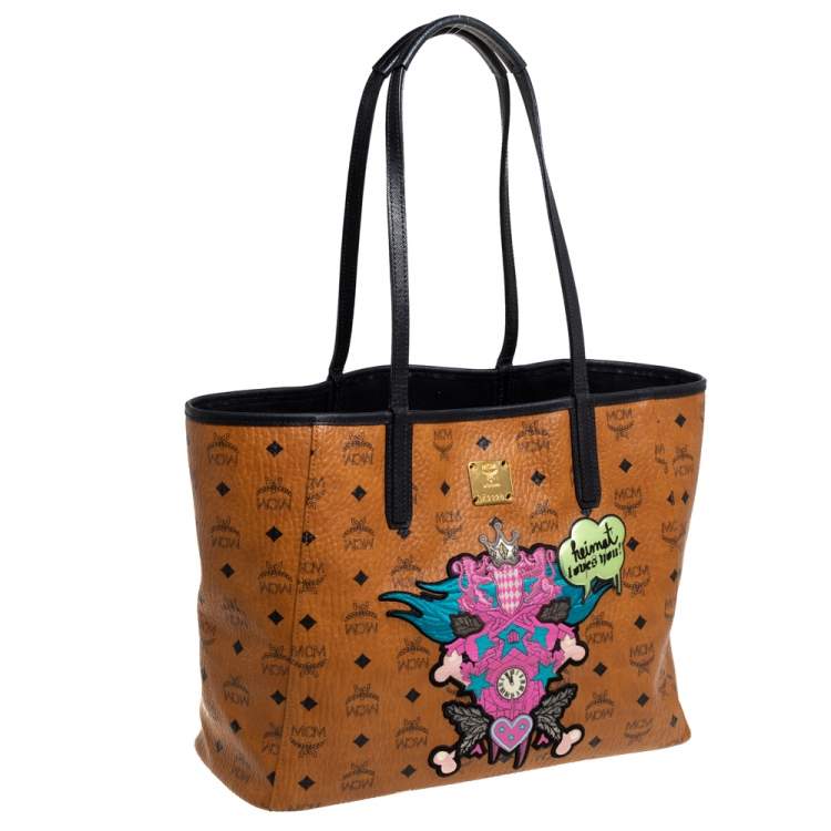 Pre Owned MCM Cognac/Black Visetos Coated Canvas and Leather Stefan Strumbel Limited Edition 116/300 Tote