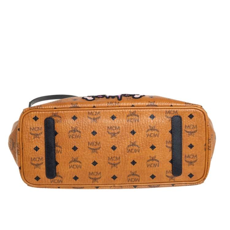 Pre Owned MCM Cognac/Black Visetos Coated Canvas and Leather Stefan Strumbel Limited Edition 116/300 Tote