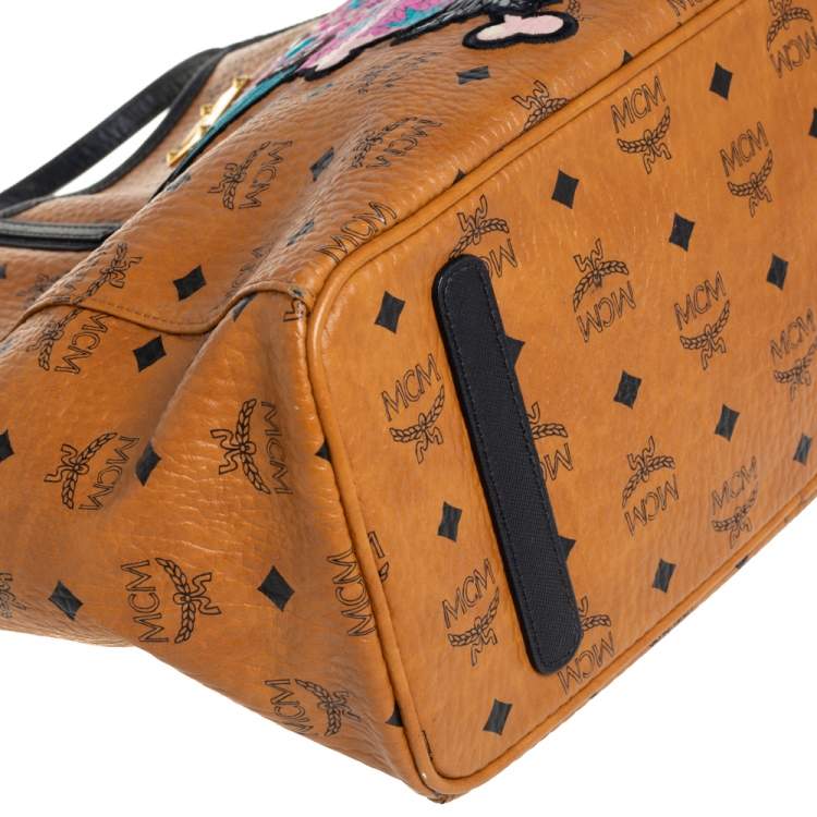 Pre Owned MCM Cognac/Black Visetos Coated Canvas and Leather Stefan Strumbel Limited Edition 116/300 Tote