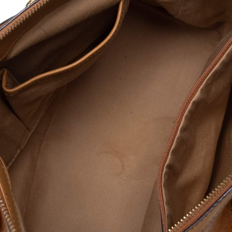 Pre Owned MCM Cognac Visetos Coated Canvas and Leather Shopper Tote