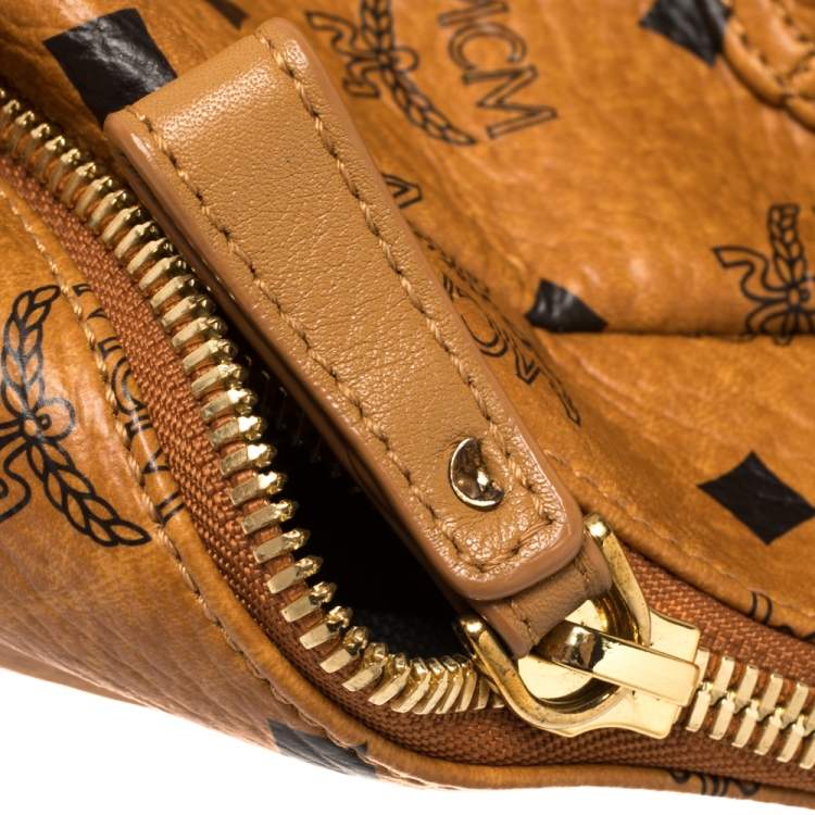 Pre Owned MCM Cognac Visetos Coated Canvas Small Studs Stark Backpack