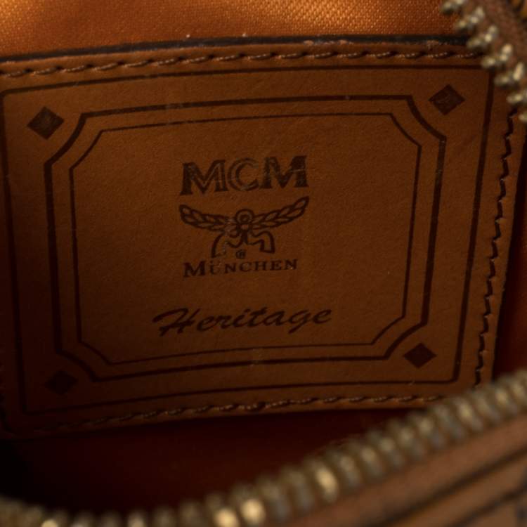 Pre Owned MCM Cognac Visetos Coated Canvas Small Crossbody Bag