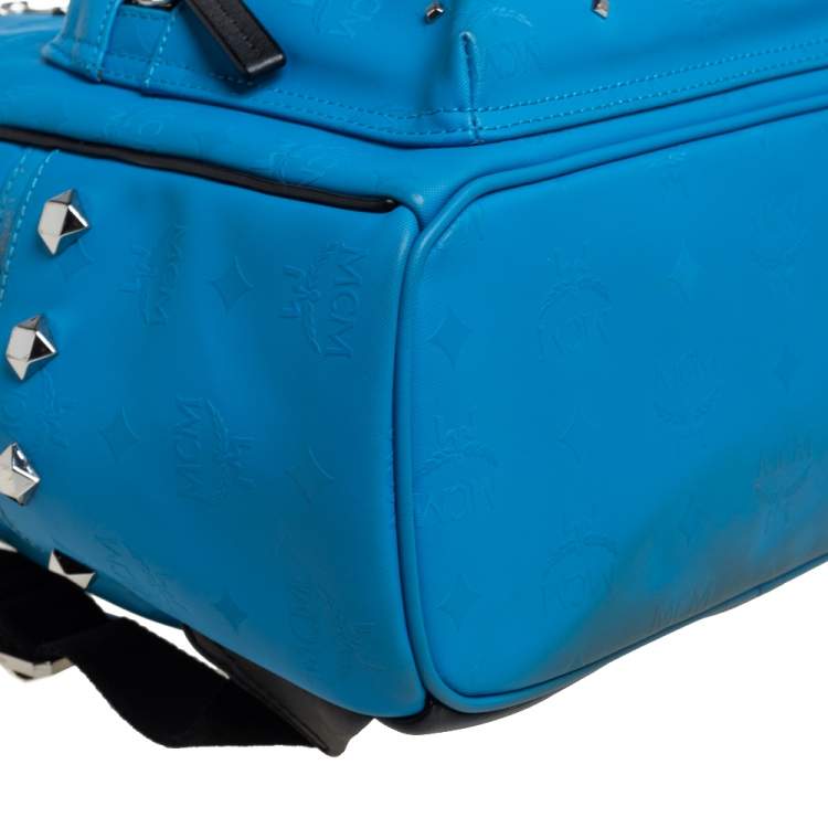 Pre Owned MCM Sky Blue Visestos Faux Leather and Leather Stardust Backpack