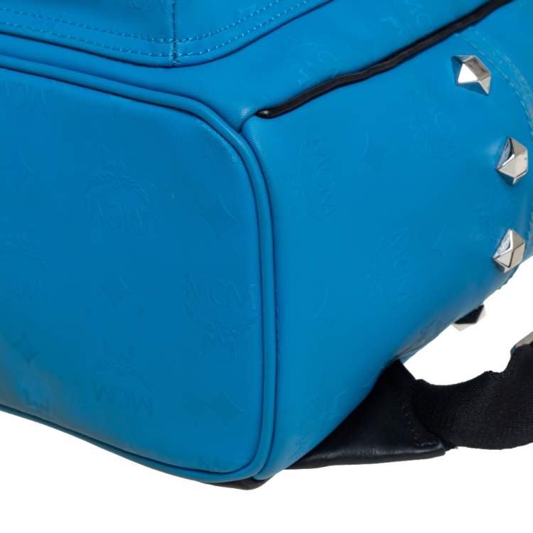 Pre Owned MCM Sky Blue Visestos Faux Leather and Leather Stardust Backpack