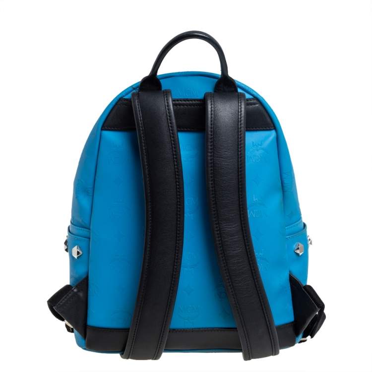 Pre Owned MCM Sky Blue Visestos Faux Leather and Leather Stardust Backpack