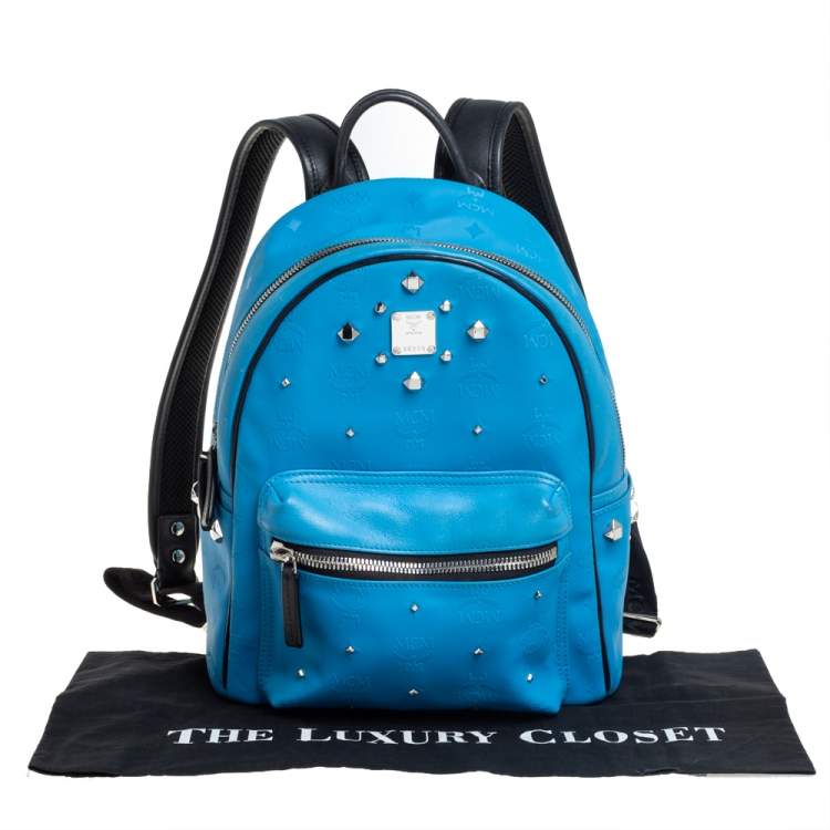 Pre Owned MCM Sky Blue Visestos Faux Leather and Leather Stardust Backpack