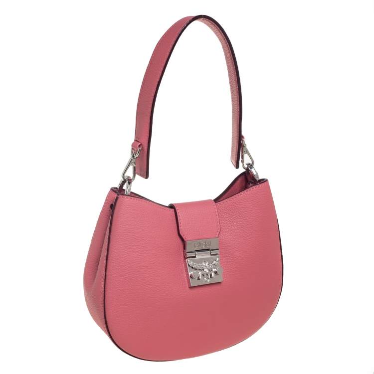 Pre Owned MCM Pink Leather Patricia Hobo