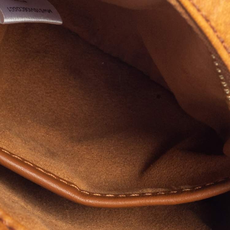 Pre Owned MCM Cognac Visetos Coated Canvas Heritage Tambourine Shoulder Bag